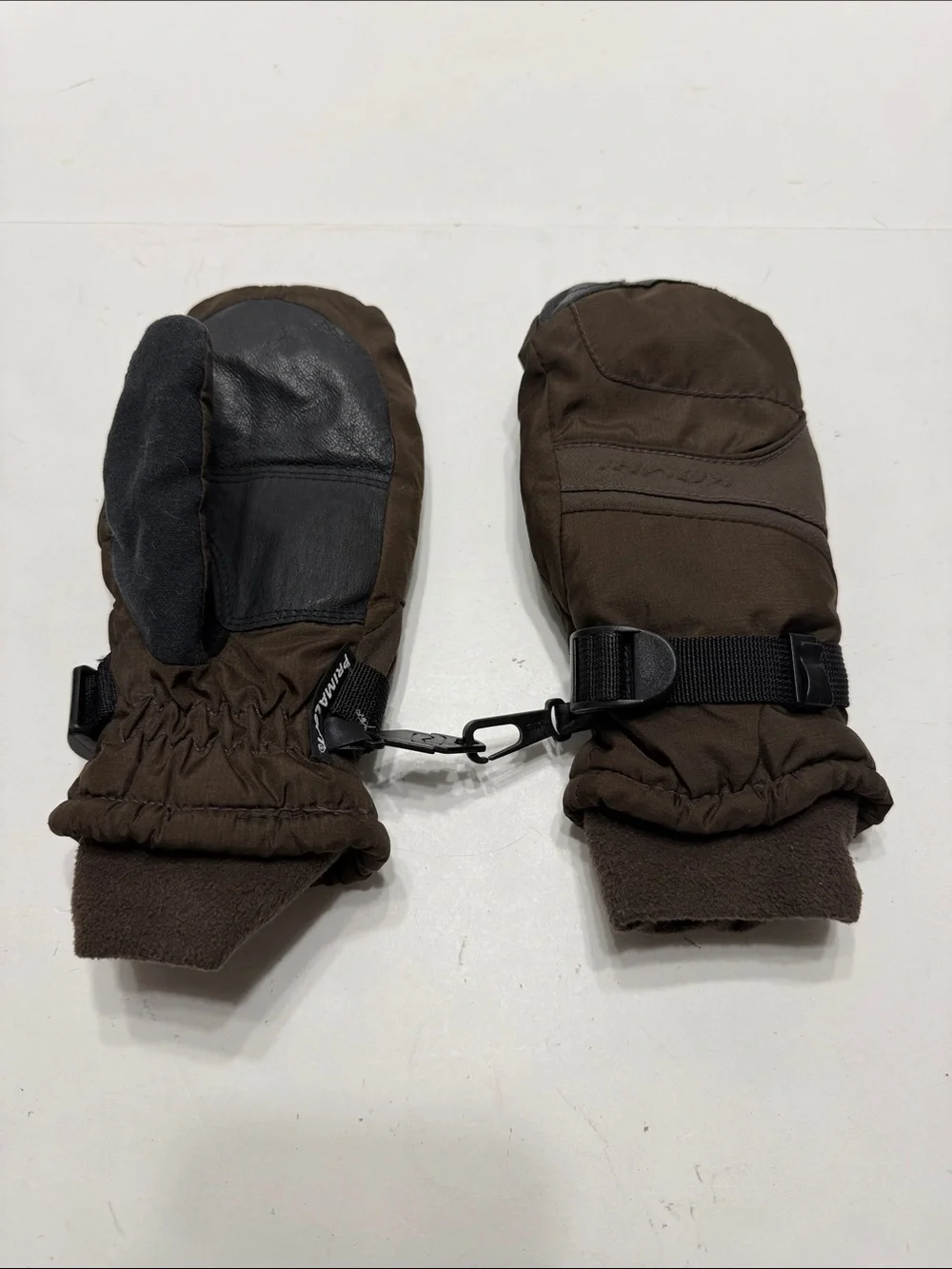 Kombi Black and Brown Fleece-Trim Gloves with Leather Palm